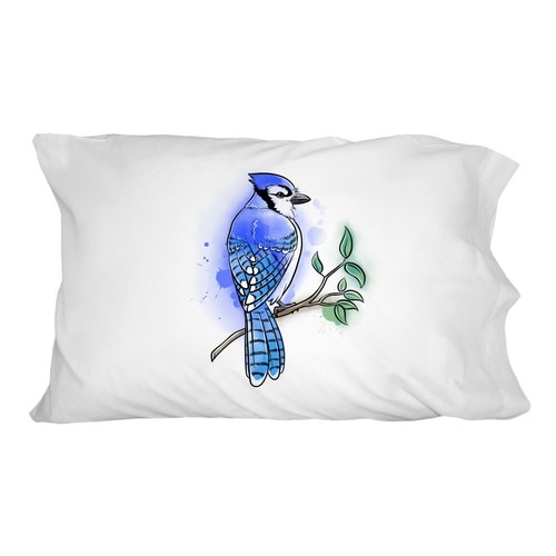 Blue jay watercolor - blue,