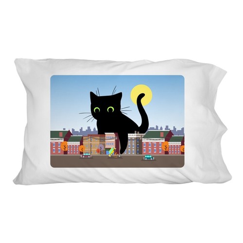 Giant black cat playing with - black,
